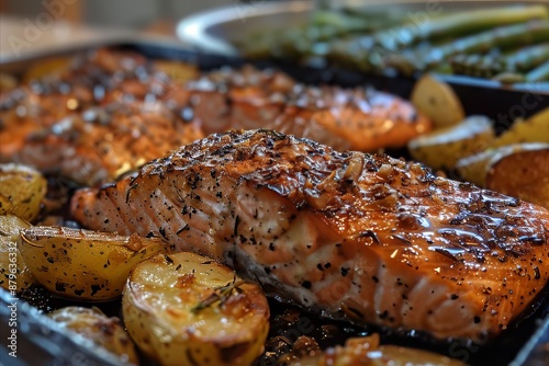 Scrumptious Honey Garlic Glazed Salmon with Roasted Potatoes photo