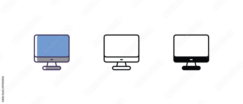 Monitor Icons thin line and glyph vector icon stock illustration Monitor Icons thin line and glyph vector icon stock illustration
