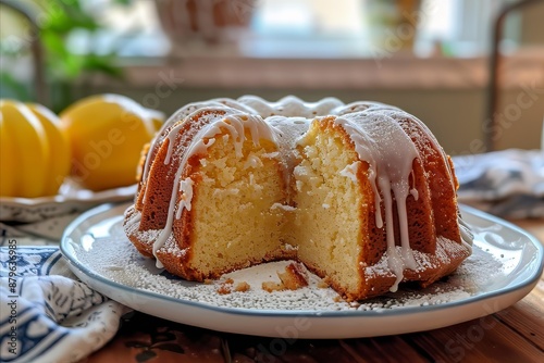 Scrumptious Homemade Lemon Cake with Icing Drizzle photo