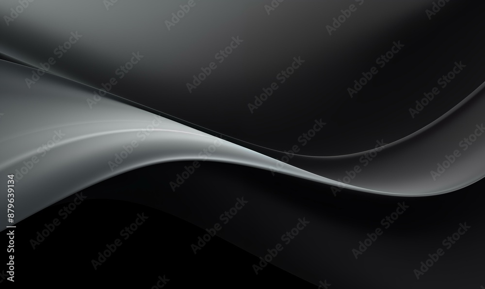 Fototapeta premium A sleek abstract design featuring black and gray waves with a modern, smooth texture. The flowing lines create an elegant and dynamic visual, perfect for a contemporary aesthetic.