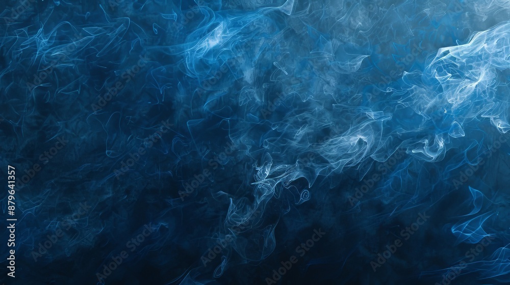 Blue smoke swirls and curls against a dark background Blue smoke swirls and curls against a dark background