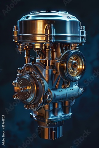 Futuristic Metallic Engine with Intricate Machinery photo