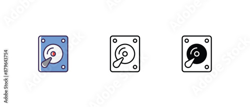 Hard drive Icons thin line and glyph vector icon stock illustration 
