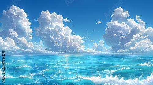 Gentle Ocean Breeze and Fluffy Clouds
