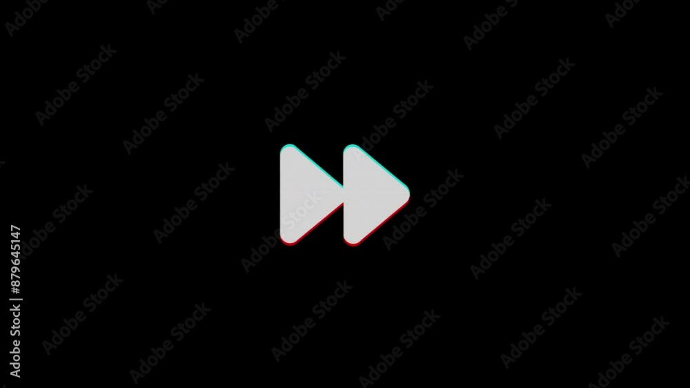 From the Glitch effect arises forward symbol. Then the TV turns off. Alpha channel Premultiplied - Matted with color black