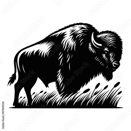 Bison silhouette vector illustration photo