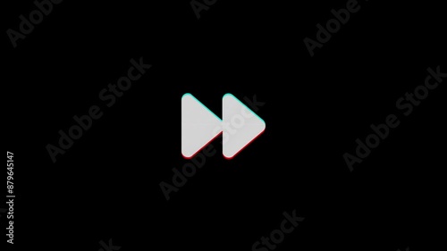 From the Glitch effect arises forward symbol. Then the TV turns off. Alpha channel Premultiplied - Matted with color black