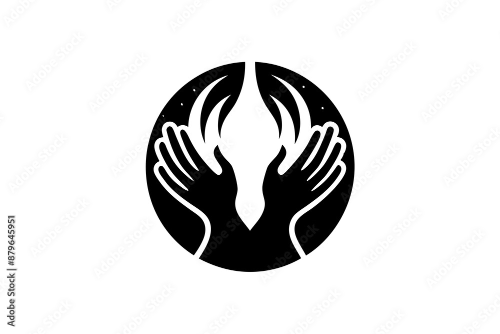 hand shape in circle like a logo silhouette vector illustration hand shape in circle like a logo silhouette vector illustration