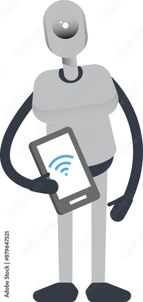 Humanoid Robot Character Holding Smartphone
Humanoid Robot Character Holding Smartphone