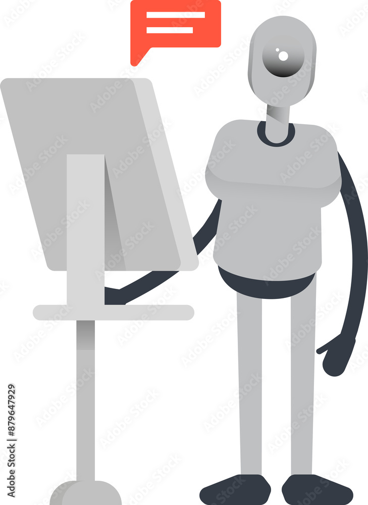 Humanoid Robot Character Working on Computer
Humanoid Robot Character Working on Computer
