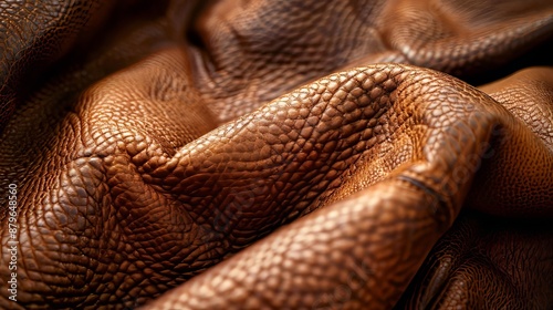 Richly Textured Brown Leather with Unique ElephantLike Wrinkles photo