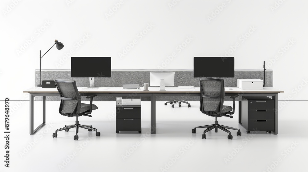 A modern workstation with clean lines and ergonomic elements