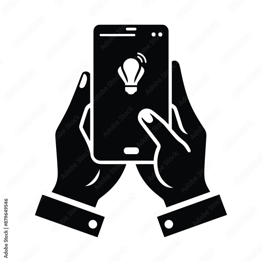 Smartphone mobile on hand silhouette vector illustration isolated on a white background Smartphone mobile on hand silhouette vector illustration isolated on a white background