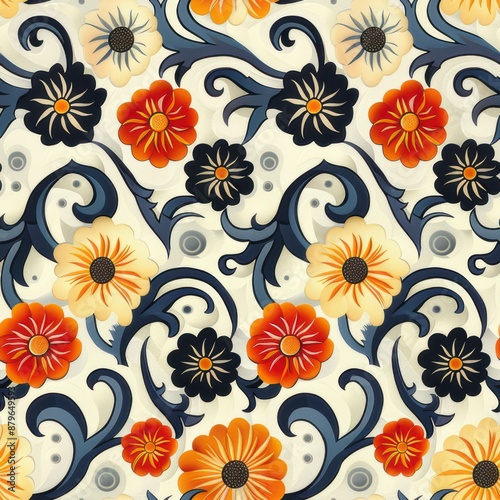 Wallpaper Mural Seamless floral pattern Torontodigital.ca
