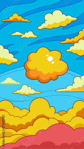 In the cartoon, the blue sky is depicted with yellow clouds floating