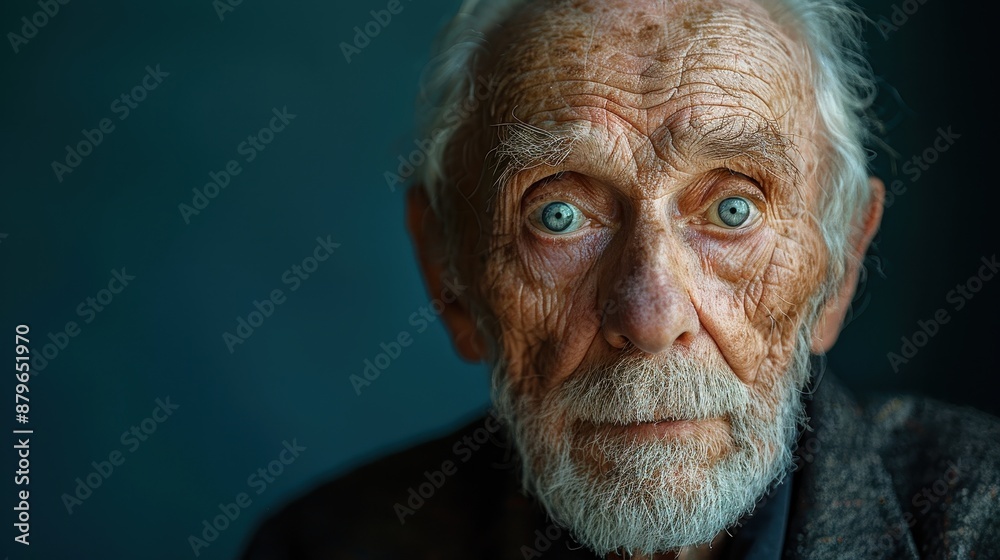 Portrait of an elderly man with strikingly expressive eyes and a weathered face, set against a dark background, capturing the depth and wisdom that comes with age. Portrait of an elderly man with strikingly expressive eyes and a weathered face, set against a dark background, capturing the depth and wisdom that comes with age.