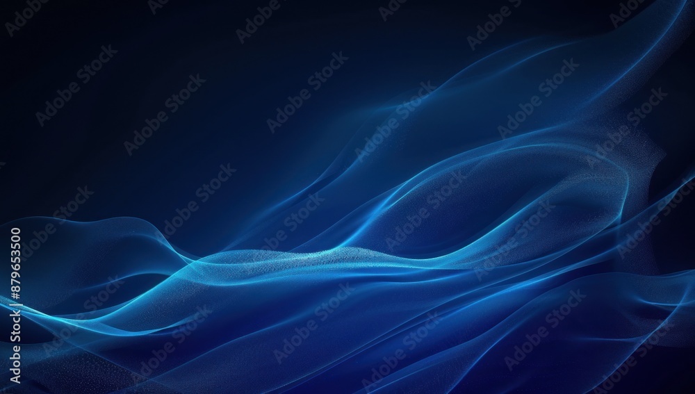 Obraz premium Abstract Blue Swirling Waves on a Dark Background