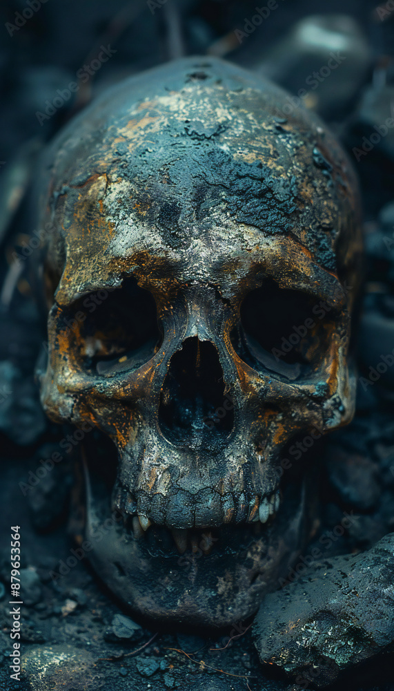 Recreation of a skull in the ground