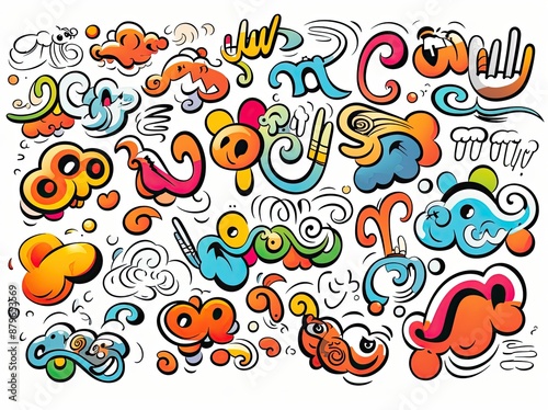 Wallpaper Mural Abstract colorful doodles with swirls and faces. Torontodigital.ca