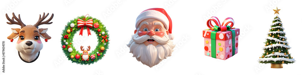 Set of Christmas icons. White background. Generative AI