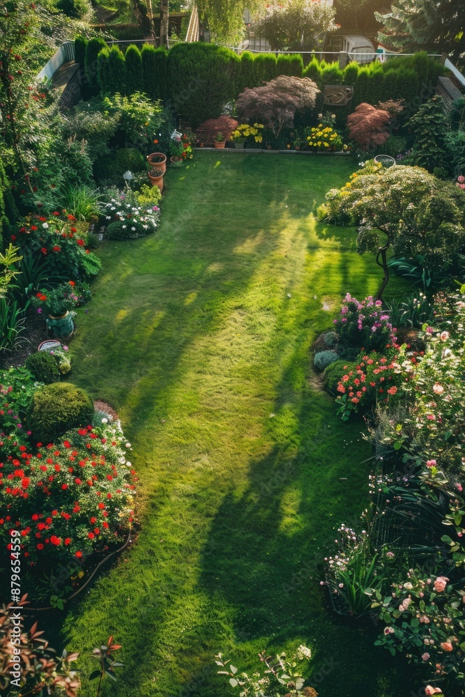 A vibrant and colorful garden filled with various types of flowers A vibrant and colorful garden filled with various types of flowers