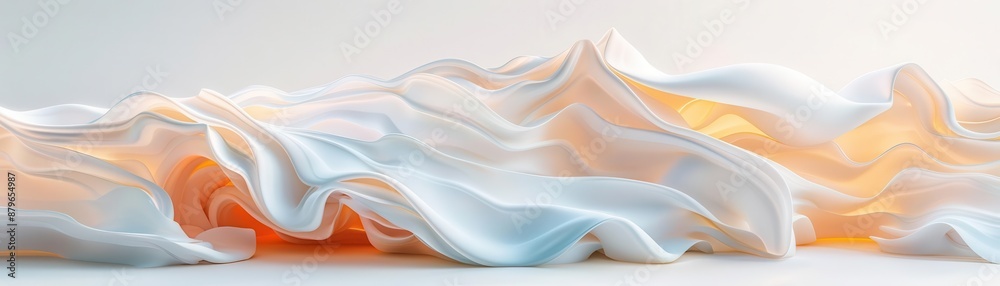 Obraz premium Abstract beige and white silk fabric, soft folds, flowing, luxurious, elegant.