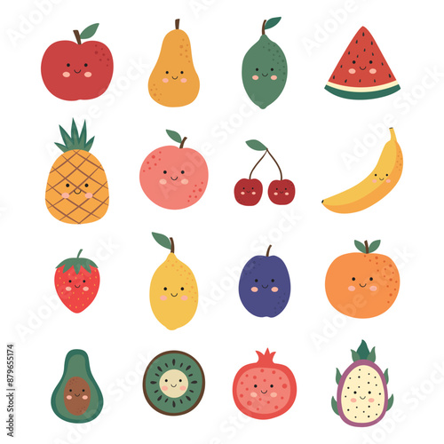 Cute fruits vector collection for kids