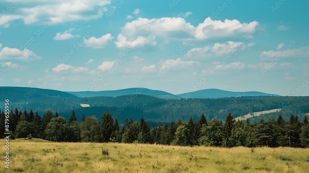 A landscape of south Bohemia on a sunny day Sumava forests Czech Republic : Generative AI