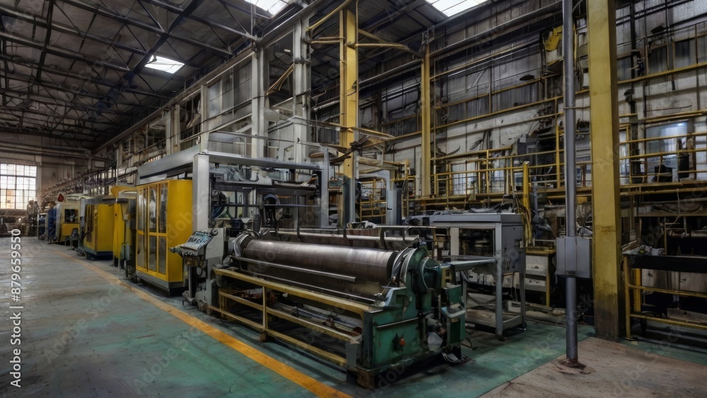 AI generated empty factory machines stopped no people the production stopped AI generated empty factory machines stopped no people the production stopped