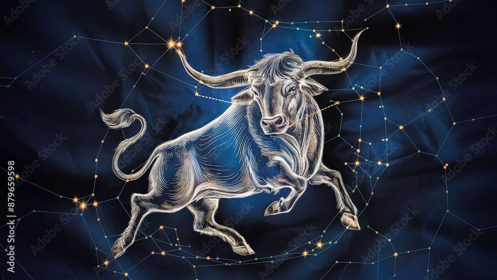 Detailed Illustration of Taurus Zodiac Sign with Constellation