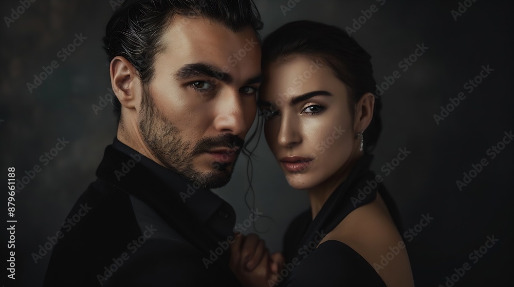 A couple poses gracefully for their portrait : Generative AI A couple poses gracefully for their portrait : Generative AI