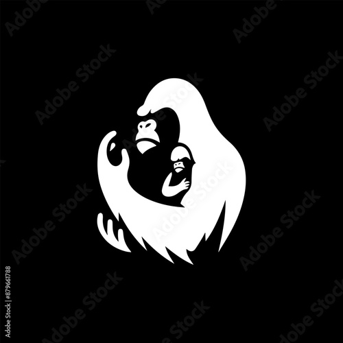 King Kong with son logo icon illustration in vector design. Bold and captivating graphic for branding and creative projects. photo