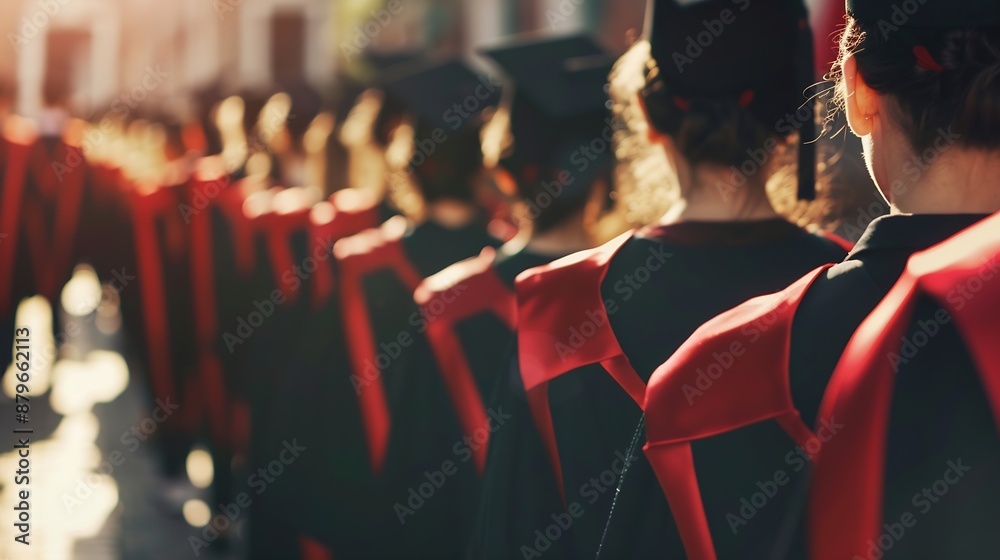 Rearview of the university graduates line up for degree award in university graduation ceremony The university graduates are gathering in the university graduation ceremony The crowd o : Generative AI Rearview of the university graduates line up for degree award in university graduation ceremony The university graduates are gathering in the university graduation ceremony The crowd o : Generative AI