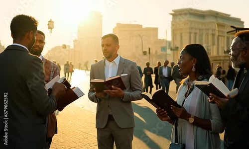 Christians who deliver Bibles on the streets and preach the gospel of Jesus Christ. photo