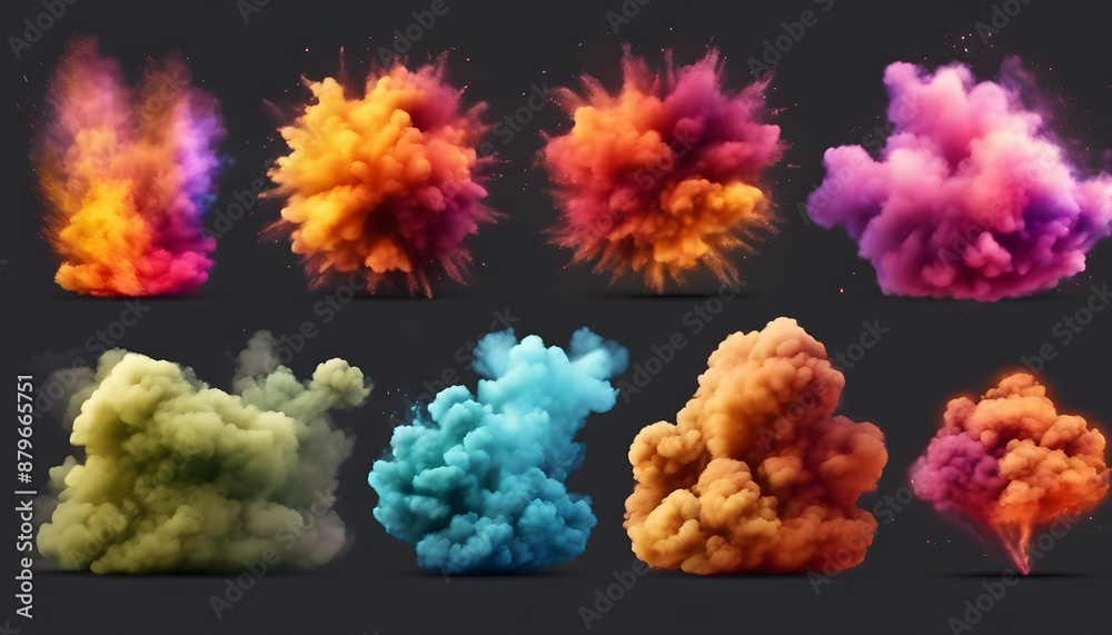 Smoke explosions on a plain background Smoke explosions on a plain background