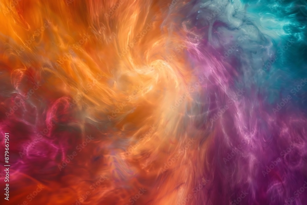 Abstract Swirling Orange, Purple, and Teal Smoke Background Illustration Abstract Swirling Orange, Purple, and Teal Smoke Background Illustration