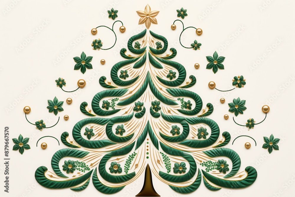 Crimson Background stylized Christmas tree with a minimalist design artistry, vintage, embroidery, pattern, vector Crimson Background stylized Christmas tree with a minimalist design artistry, vintage, embroidery, pattern, vector