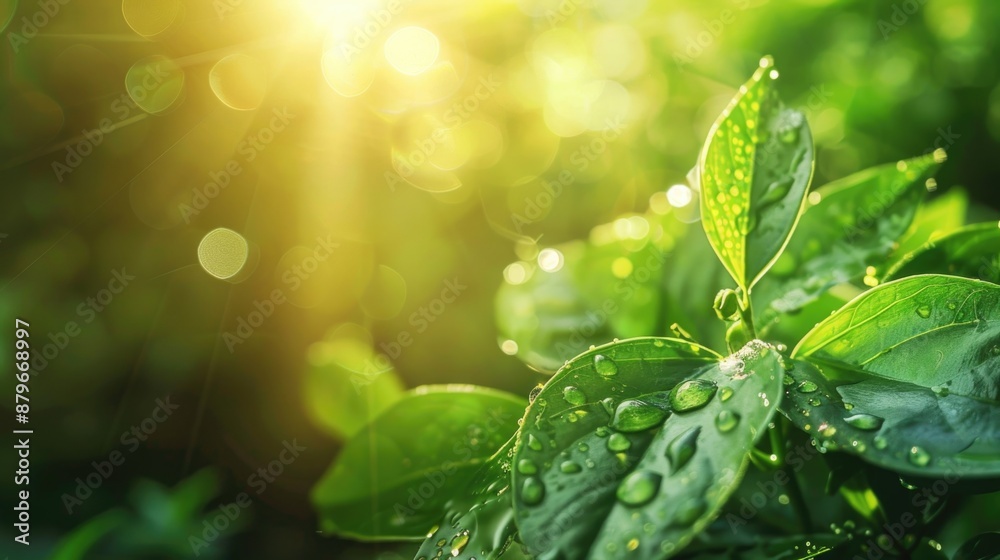 Close-up shot of a leaf with water droplets, great for science and nature themes Close-up shot of a leaf with water droplets, great for science and nature themes
