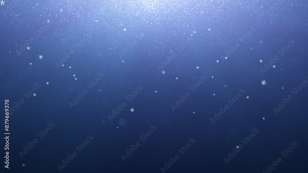 Fototapeta premium Magic christmas bright blue sky with stars and glitter. Copy space illustration background. 