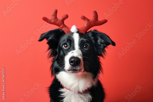 Cute Christmas Dog with Rei...
