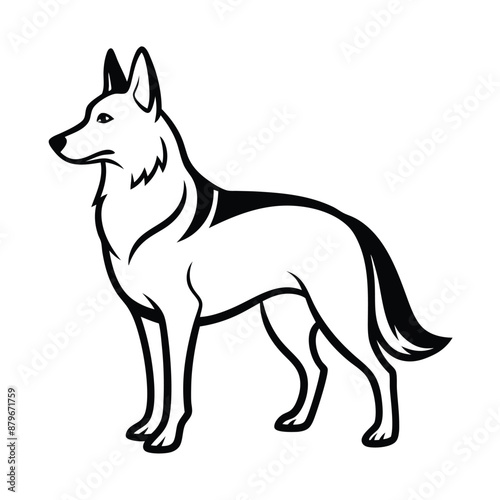 German Shepherd dog line art sketch vector illustration  