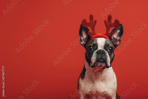Cute Christmas Dog with Rei...