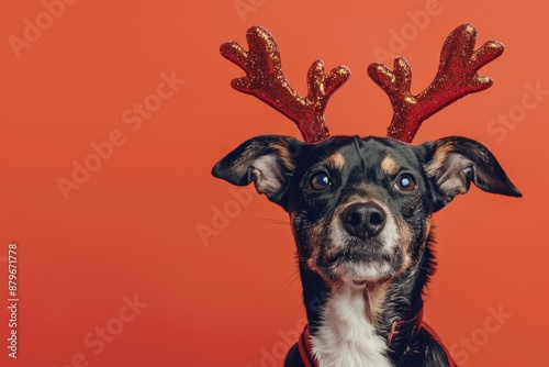 Cute Christmas Dog with Rei...