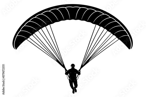 Ski parachute gliding silhouette vector, paraglider vector illustration, Paragliding Parachute Silhouette