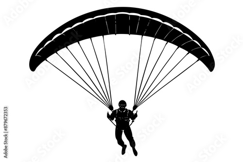 Ski parachute gliding silhouette vector, paraglider vector illustration, Paragliding Parachute Silhouette