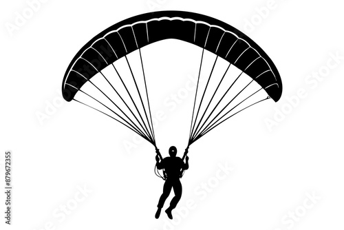 Ski parachute gliding silhouette vector, paraglider vector illustration, Paragliding Parachute Silhouette
