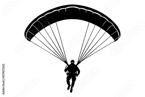 Ski parachute gliding silhouette vector, paraglider vector illustration, Paragliding Parachute Silhouette