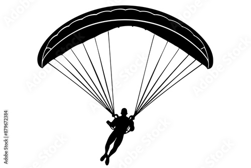 Ski parachute gliding silhouette vector, paraglider vector illustration, Paragliding Parachute Silhouette
