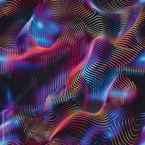Abstract colorful wavy lines forming an intricate pattern