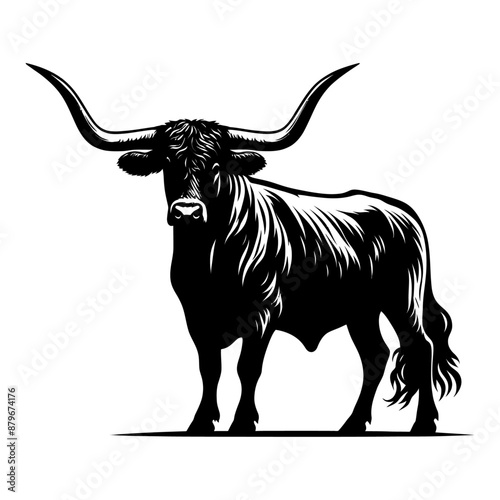 Texas Longhorn cow silhouette vector